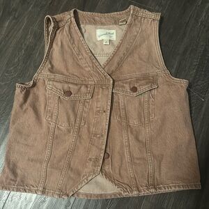 Pink acid wash denim vest